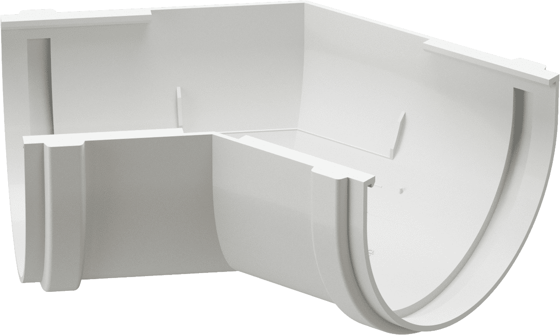 Угол жёлоба универсальный 135° d120 мм Docke Premium, Пломбир (RAL9003)