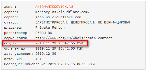 Дата создания сайта Дата создания сайта как проверить