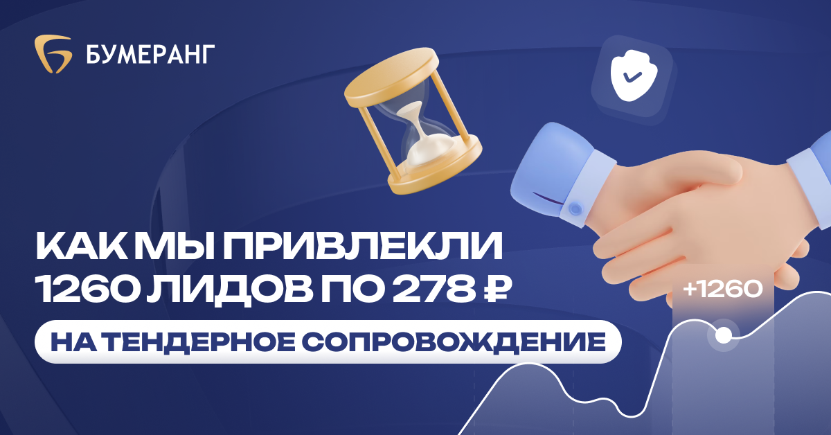 Тендерное сопровождение: как мы привлекли 1 260 B2B-заявок по 278 ₽ Тендерное сопровождение: как мы привлекли 1 260 B2B-заявок по 278 ₽