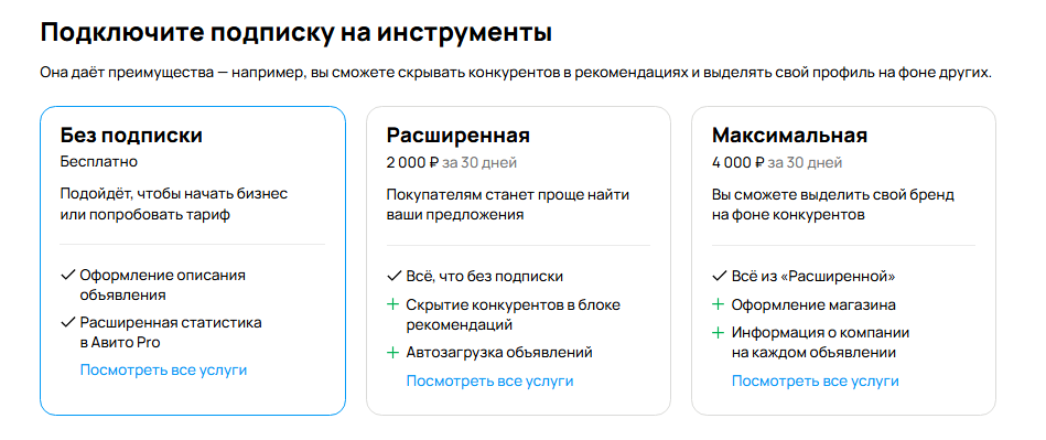 тарифы подписок на авито тарифы подписок на авито фото