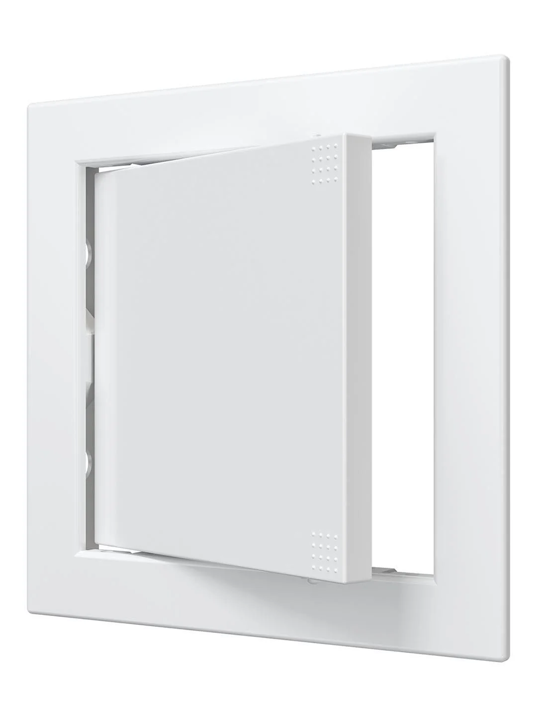 Пластиковые ревизионные люки с фланцем Л предназначены для установки в стену или потолок. Размер отверстия должен соответствовать размеру фланца люка. Открываются легким нажатием на углы дверцы. При необходимости во время ревизии дверцу можно снять. Для открытия люка необходимо одновременно нажать на уголки дверцы (на рифленые поверхности).
