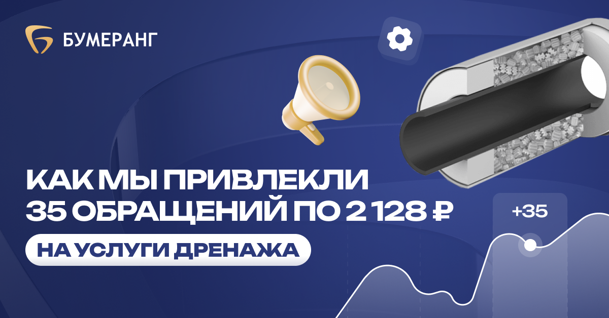Дренаж в СПБ и ЛО: привлекли 35 заявок за 2 месяца с стоимостью 2 128₽ Дренаж в СПБ и ЛО: привлекли 35 заявок за 2 месяца с стоимостью 2 128₽