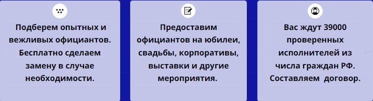Описание услуг агентства официантов Описание услуг агентства официантов