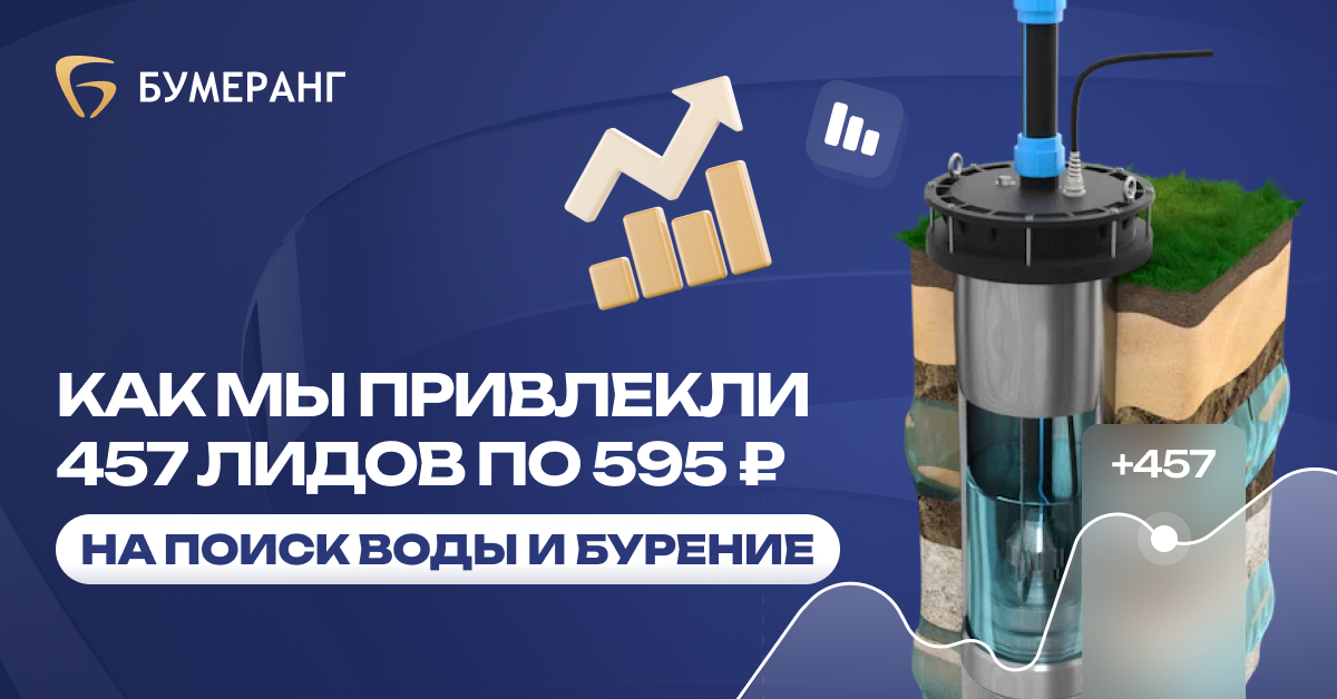 Поиск воды и бурение скважин: стабильные заявки и оптимизация бюджета с стоимостью лида 595₽ Поиск воды и бурение скважин: стабильные заявки и оптимизация бюджета с стоимостью лида 595₽
