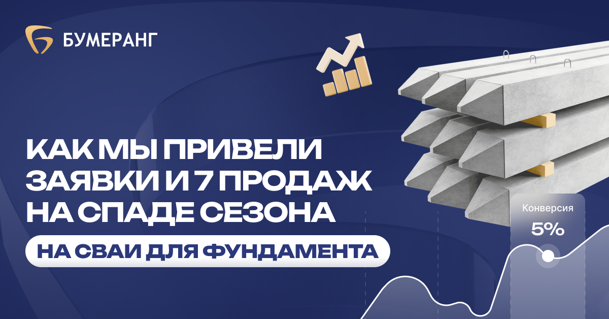 Продвижение свай: заявка за 1 200 ₽ и 455 000 ₽ выручки при бюджете 84 000 ₽ Продвижение свай: заявка за 1 200 ₽ и 455 000 ₽ выручки при бюджете 84 000 ₽
